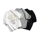 Men's T-shirt Summer Loose Street round Neck Short Sleeve Half Sleeve T-shirt Letter Print Tee Men
