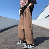 Men Sweatpants Drawstring Loose Sports Wide Legs Drape