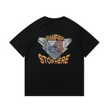 Men T Shirt Summer Casual Tops Men's Clothes Summer Wear Vintage Men's round Neck Short Sleeve Casual Loose Letter Flash Printed T-shirt