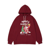 Man Fall Winter Outfis Winter Bear Print Velvet Padded Hooded Sweatshirt Loose Casual Hoodie Coat