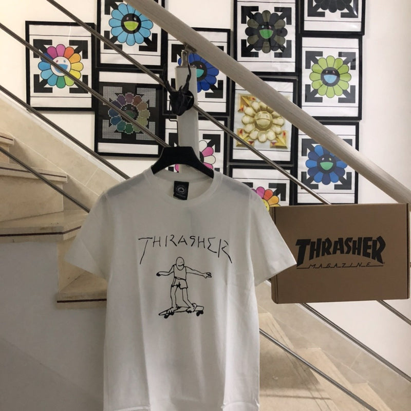 Thrasher T Shirt Thrasher Small Skater Flame Loose Short Sleeve Fall Winter Couples