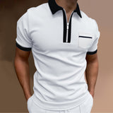 Polo Shirts Men's Zipper Color Matching T-shirt Top