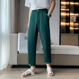 Men Suit Pants Casual Suit Pants Hanging Season Thin Ice Silk Loose