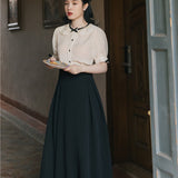 Women Cottagecore Dress Collar Shirt Set