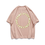 Letter Printed round Neck Short Sleeve T-shirt Men's Summer Hip Hop Loose Couple Half Sleeve