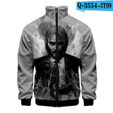 John Wick Keanu Hoodie John Wick 3 3D Printed Stand Collar Zipper Jacket