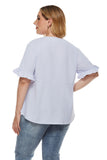 Women Plus Size Tops Spring/Summer V-neck Waist Trimming Shirt