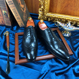 Indo Western Shoes Vintage Men's Hand-Rub Color Carved Oxford Shoes