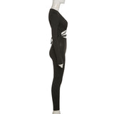 Summer Tight Sexy Cropped Lace-up Solid Color Jumpsuit for Women