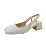 Nude Chunky Heel Vintage Leather Shoes