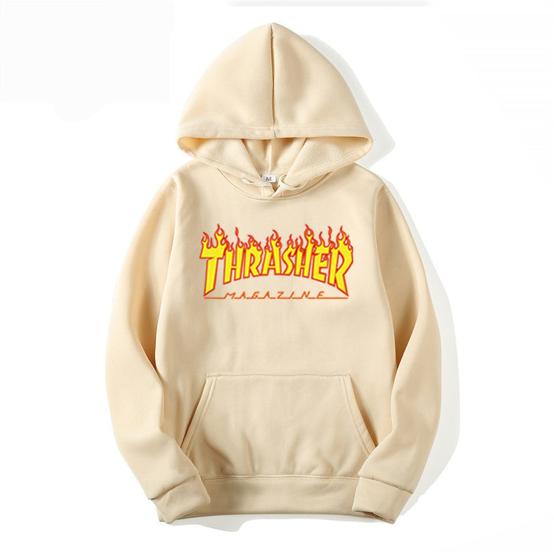 Thrasher Hoodie Men Brushed Hoody Solid Color Hoodie