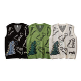 Dinosaur Sweaters V-neck Vest Sweater