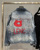 Spray Painted Jacket Autumn and Winter Graffiti Printing Coat Denim Jacket
