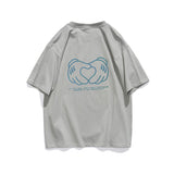 Men's T-shirt Summer Reflective Love Cartoon Short-Sleeved T-shirt Men Loose Casual Half Sleeves