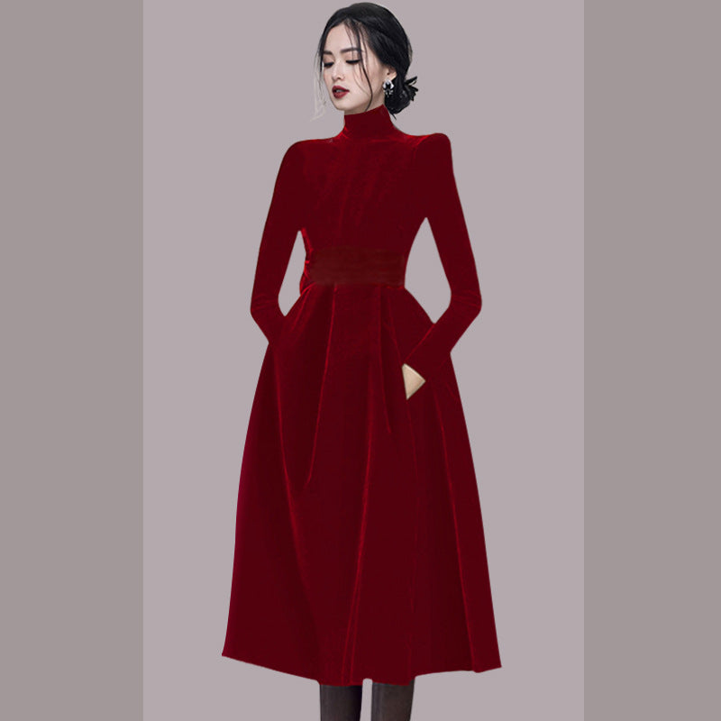 Work Dresses with Pockets Dress Gold Velvet Black Dress Vintage Dress