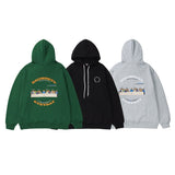 Man Fall Winter Outfis Winter Alphabet Cartoon Print Thickened Hooded Sweatshirt Loose Pullover