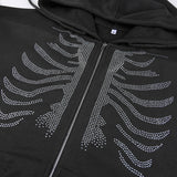Skeleton Hoodie Skull Butterfly Cardigan Hoodie Street Zipper Sweater Women's Y2g Coat