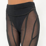 Kesha Black Dress Women's Fashion Sexy Tight Mesh See-through Stitching Shorts Cropped Pants