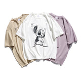 Men Tshirts Stitch Short Sleeve Summer Cartoon Animation Printing Mesh Red Men's Loose-Fitting Pure Cotton T-shirt