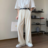 Men Suit Pants Split Casual Suit Pants Wide-Legged Versatile