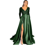 Mariah Carey See through Dress Sequined V-neck Long Sleeve Long Evening Gown