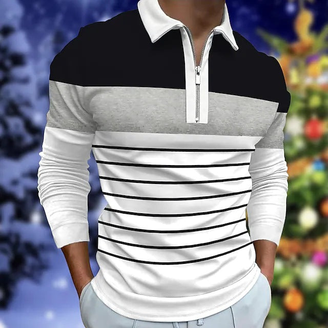 Polo Shirts Summer Men's Polo Shirt Long Sleeve Color Matching T-shirt