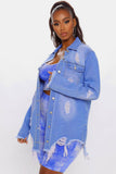 Women Denim Jacket Ripped Slim Coat for Women