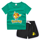 Children Pokemon Pikachu Tshirts & Shorts Casual Sports Sweat-Absorbent Suit Neutral