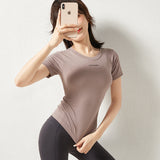Moisture Wicking Shirts Tight Sports Quick-Drying Breathable Stretch Yoga Jacket Women Quick-Drying Fitness T-shirt