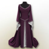 Vintage Empire Waist Dress Medieval Women's Halloween V-neck Slim Dress