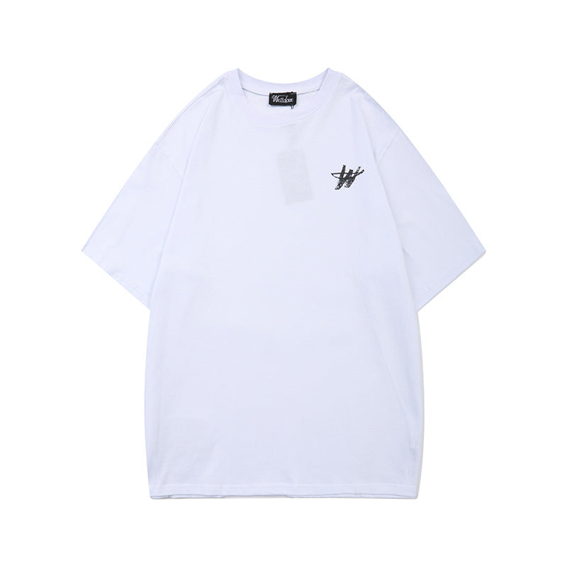 We11done T Shirt Letter Printed round Neck Men's and Women's Short Sleeve