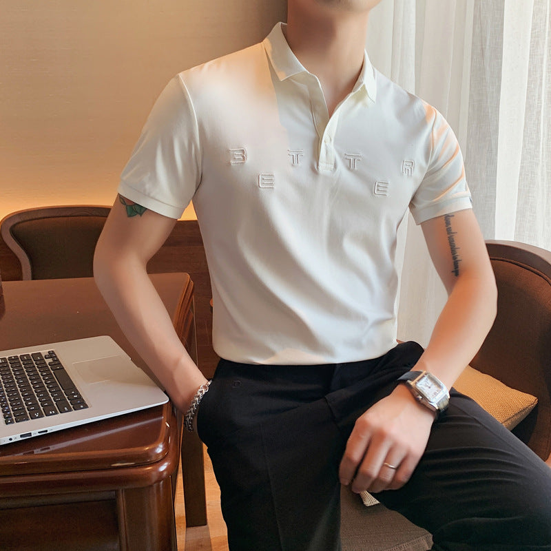 Men Polo Shirts Simple Short Sleeve Lapel T-shirt