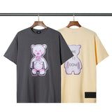 We11done T Shirt Double-Sided Bear Letter Printing Men's and Women's round Neck Short Sleeve Cotton