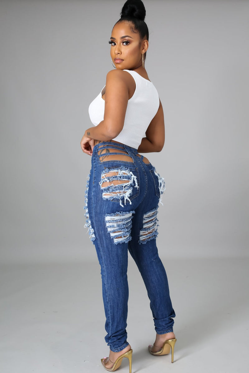 Women Distressed Denim Jeans Ripped Jean Worn Stretch Ripped Jeans Women's Trousers