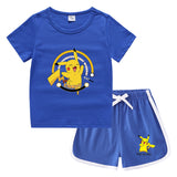Children Pokemon Pikachu Tshirts & Shorts Casual Sports Sweat-Absorbent Suit Neutral