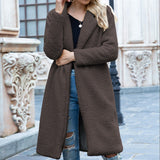 Women Sherpa Jacket Fall and Winter Lapels Fur Sweater Cardigan Berber Fleece Coat Female
