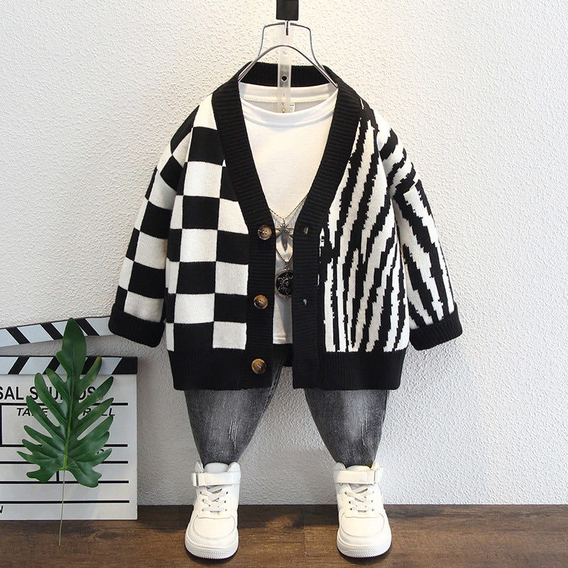 Toddler Boys Sweater Boys' Cardigan Sweater Autumn and Spring