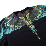 Marcelo Burlon T Shirt Black and White Yellow Green Wings Feather Printed Short Sleeve T-shirt Men and Women Couple Harajuku Half Sleeve