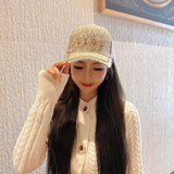 Vintage Check Baseball Cap Lattice Rhinestone