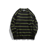 Man Fall Winter Outfis Autumn and Winter Color Matching Striped Sweater Men's Retro Loose Casual round Neck Sweater