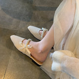 Nude Pumps Block Heel Bow Sandals