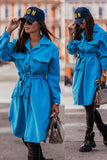 Beth Dutton Outfits Autumn and Winter Solid Color Lapel Trench Coat Fashion Single-Breasted Lace-up Long Coat