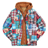 John Dutton Jacket Autumn and Winter Plaid Jacket Long-Sleeved Hooded Fake Two Pieces Cotton Padded Coat Men