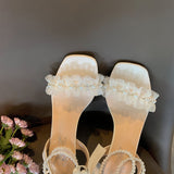 Nude Pumps Block Heel Sandals