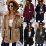 Women Sherpa Jacket Coat Winter Long Sleeve Double-Sided Fleece Coat