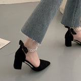 Nude Pumps Block Heel French Style High Heels Women's Chunky Heel Sandals