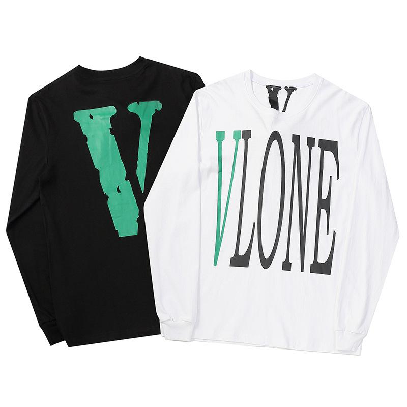 Vlone Sweatshirt Letter Printed LongSleeved Tshirt Couple Wear round Neck Pullover