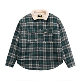 Mens Flannel Jacket Rep Retro Lapels Lambswool Shirt Padded Jacket Men's High Street Pocket Top