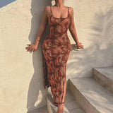 Nina Parker Dresses Sexy Temperament Leopard Print Backless Suspender Dress
