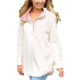 Women Sherpa Jacket Casual Long Sleeve Loose Pockets Wool Pullover Top for Women